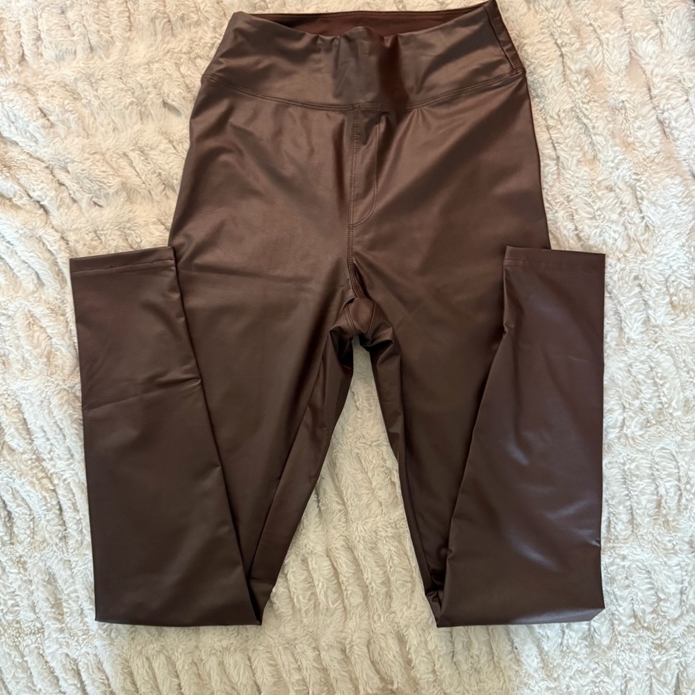 Aerie Faux Leather High-Waist Leggings — Deep Chocolate Brown